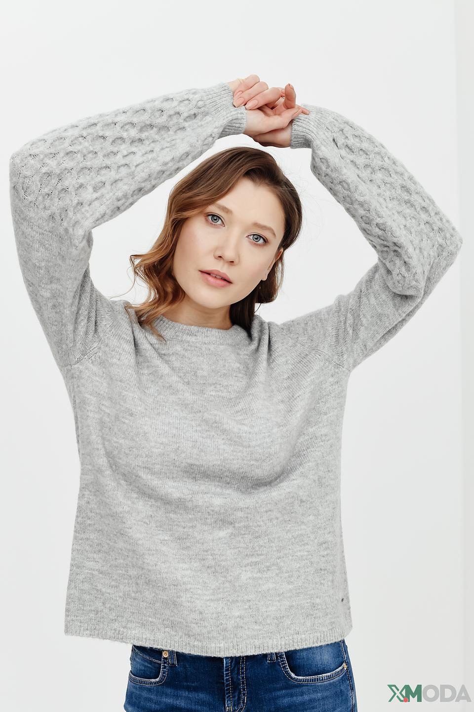 Пуловер Betty and Co серый с узором