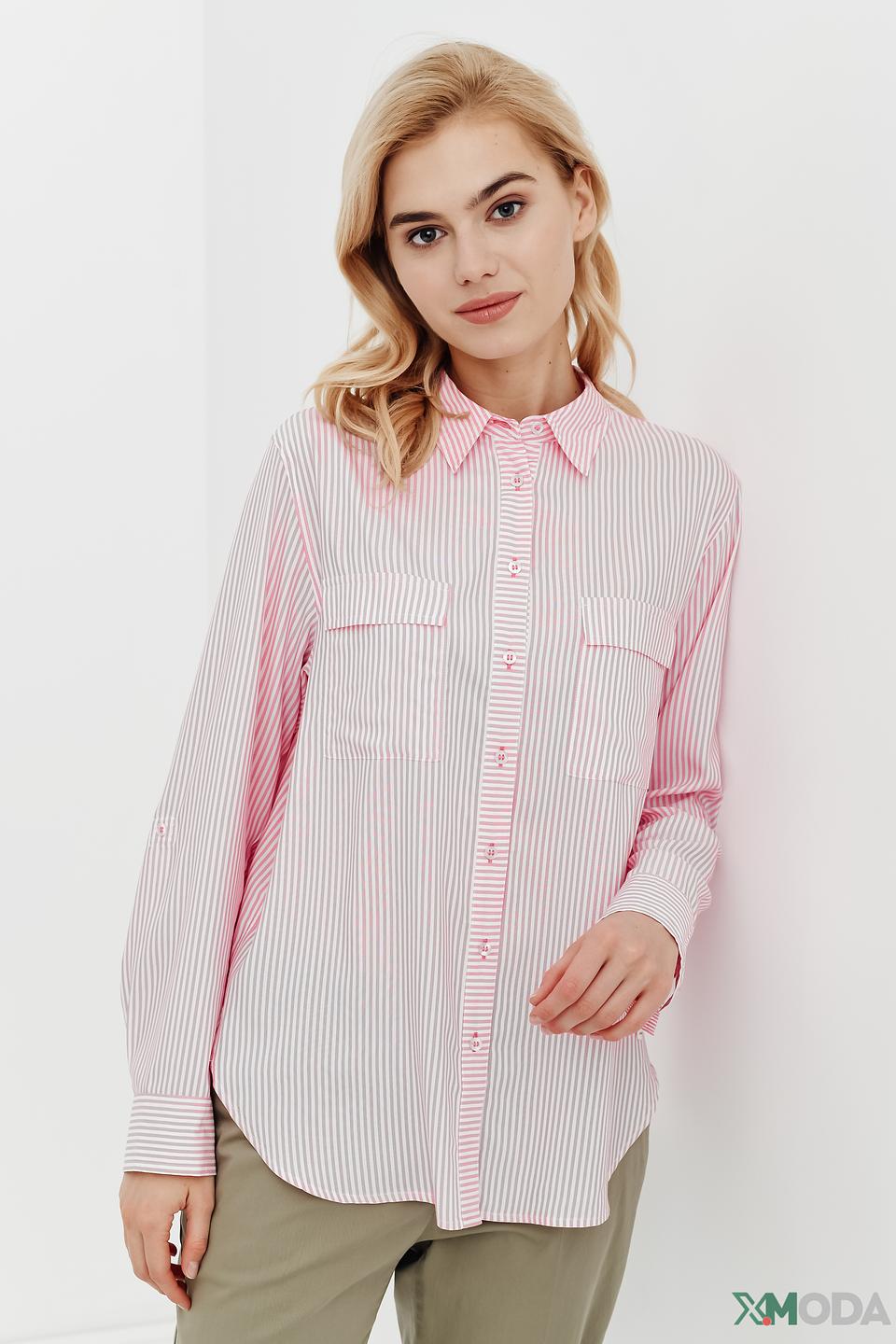 Рубашка Olsen в полоску розовая