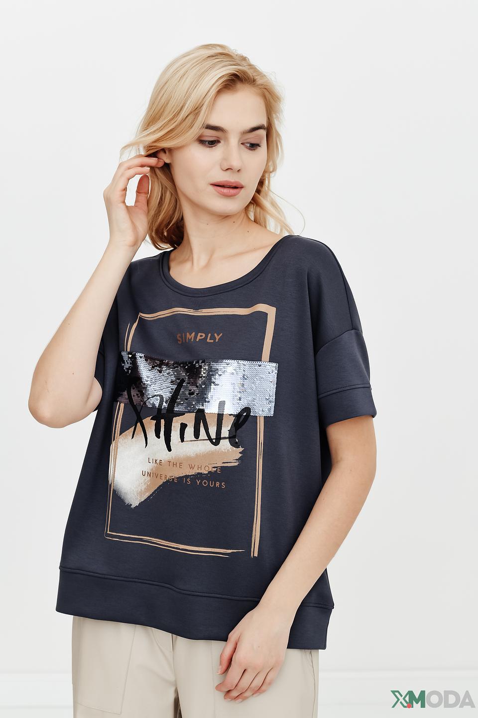 Футболка Monari с пайетками темно-синяя