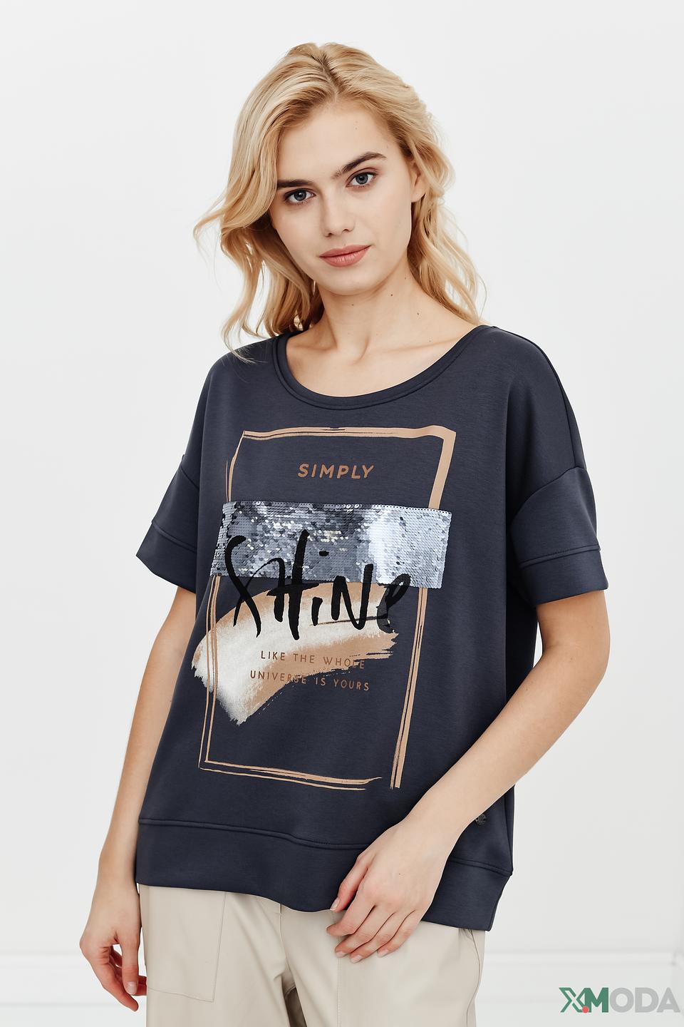 Футболка Monari с пайетками темно-синяя