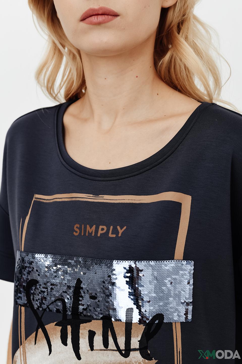 Футболка Monari с пайетками темно-синяя