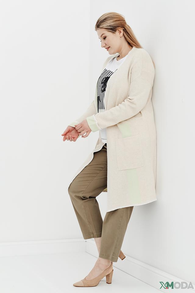 Кардиган Taifun бежевый с отделкой