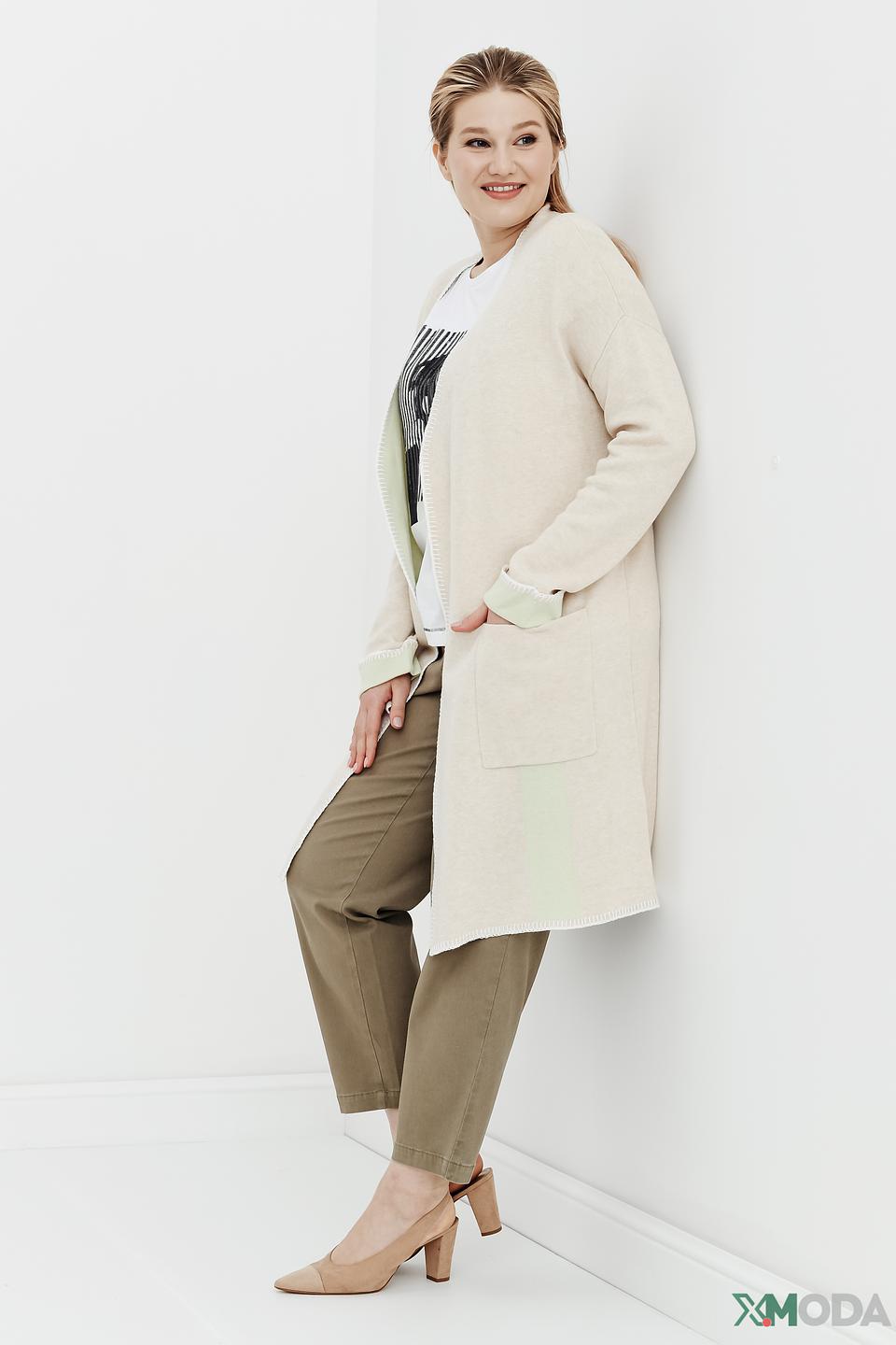 Кардиган Taifun бежевый с отделкой