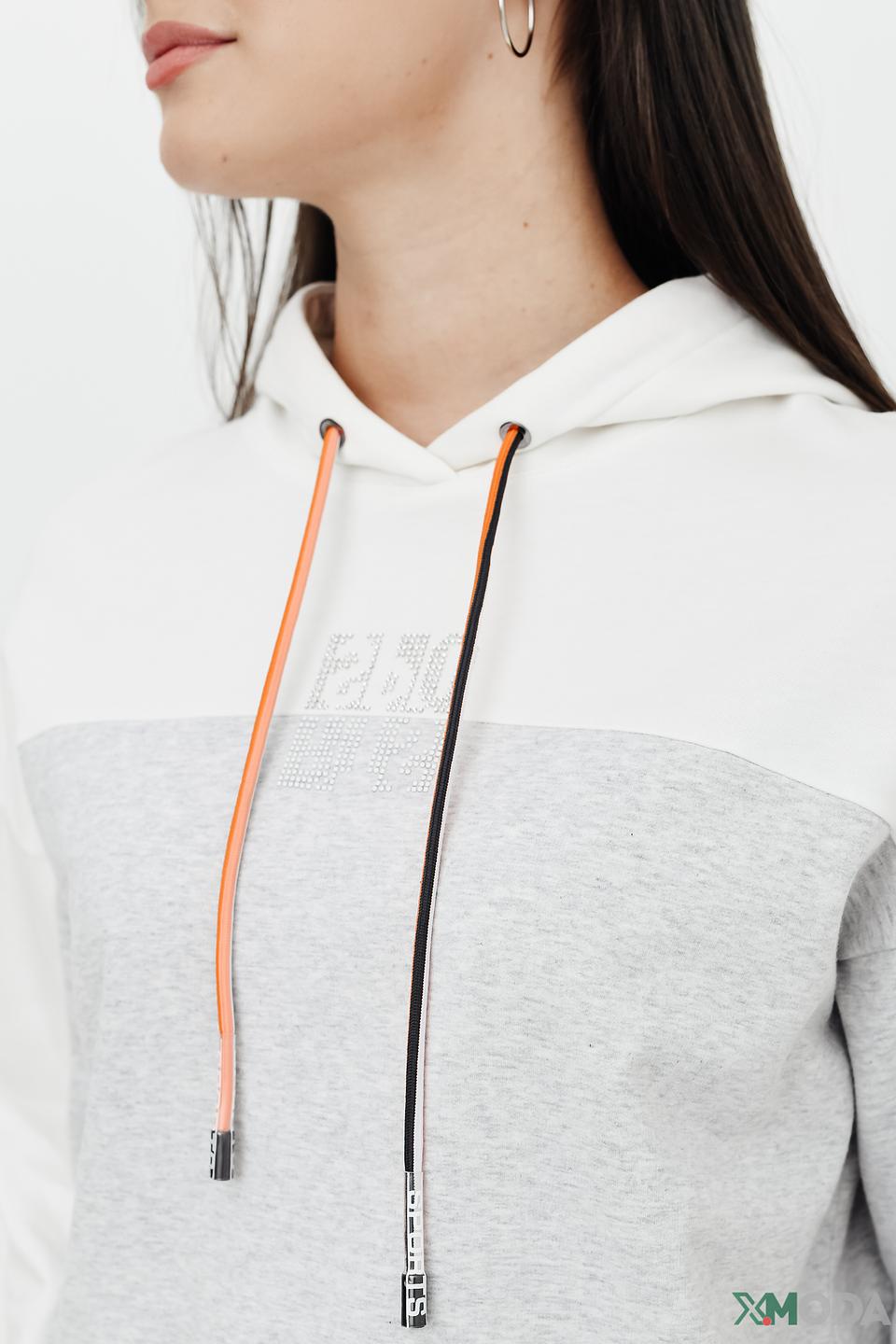 Пуловер Marc Cain с капюшоном серый