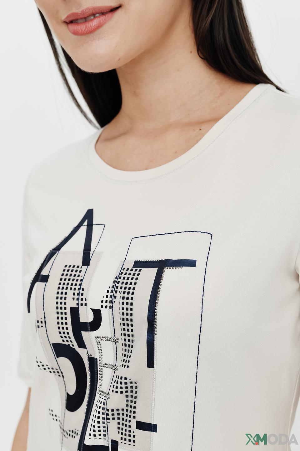 Футболка Lecomte с принтом бежевая