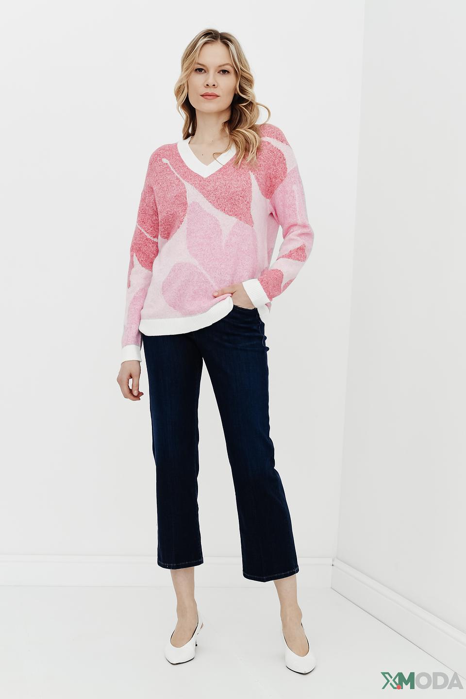 Пуловер Olsen с принтом сердец розовый