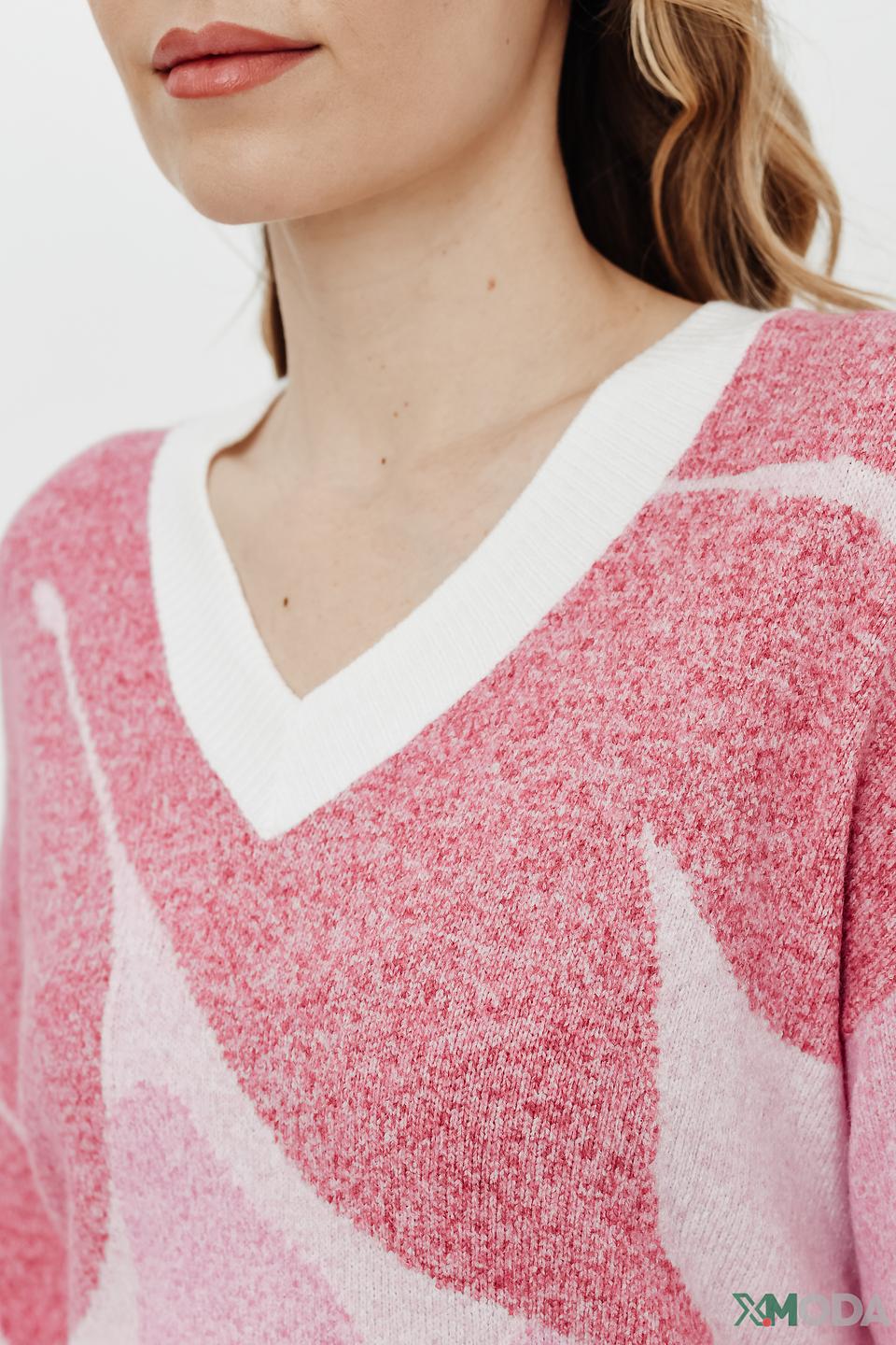 Пуловер Olsen с принтом сердец розовый