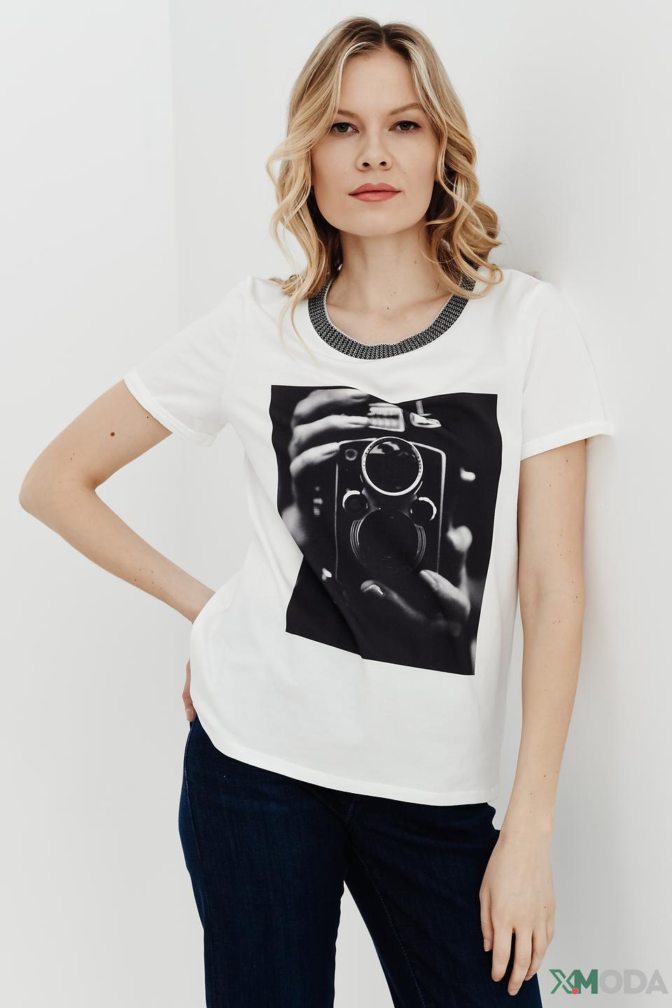 Футболка Oui с принтом фотоаппарат, белый