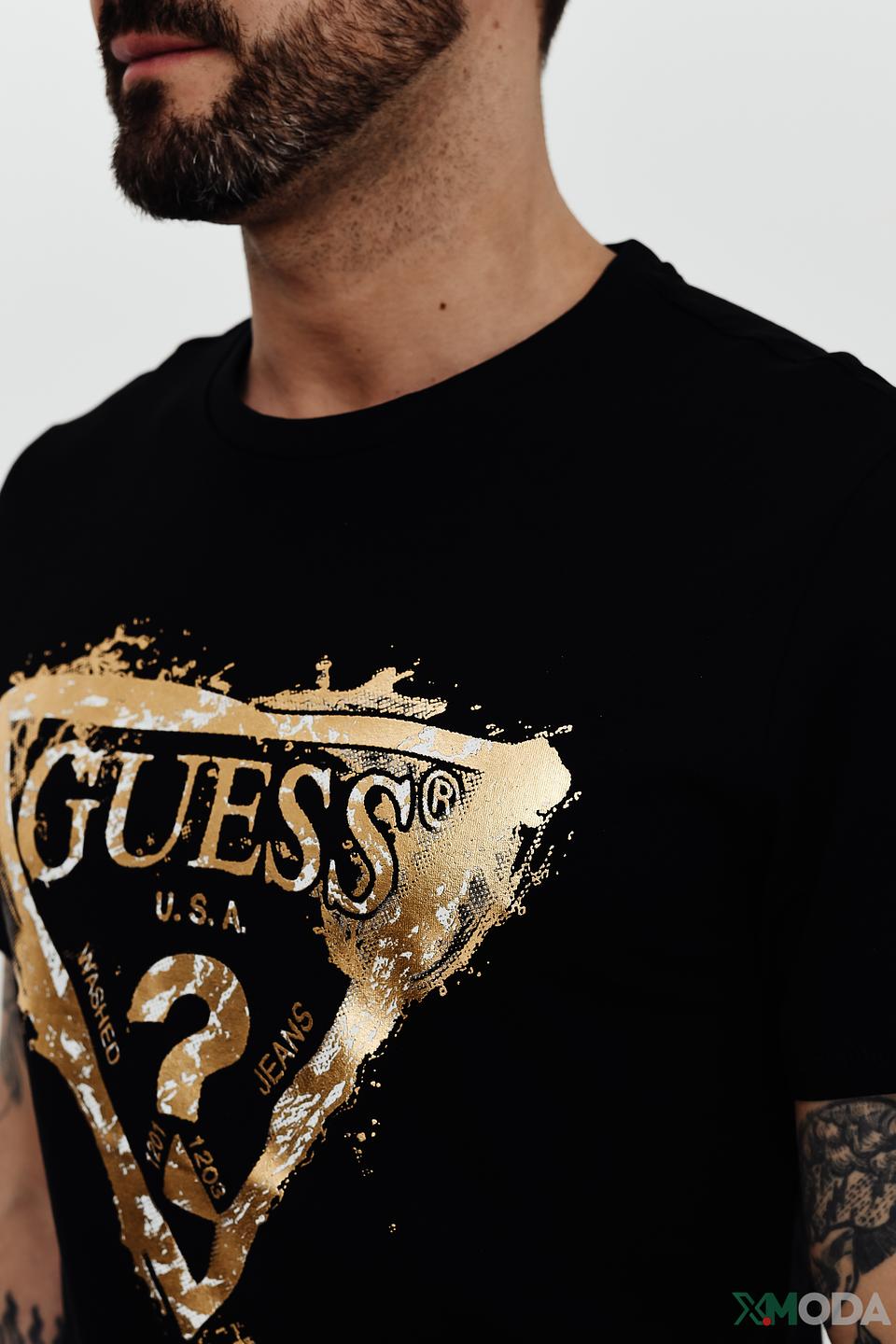 Футболка Guess логотип чёрная