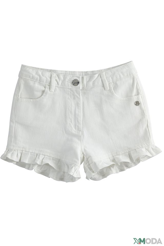 Джинсовые шорты Sarabanda белые с рюшами