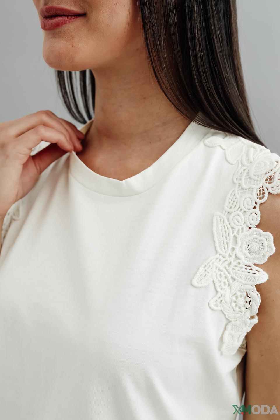 Топ Just Valeri с кружевом белый