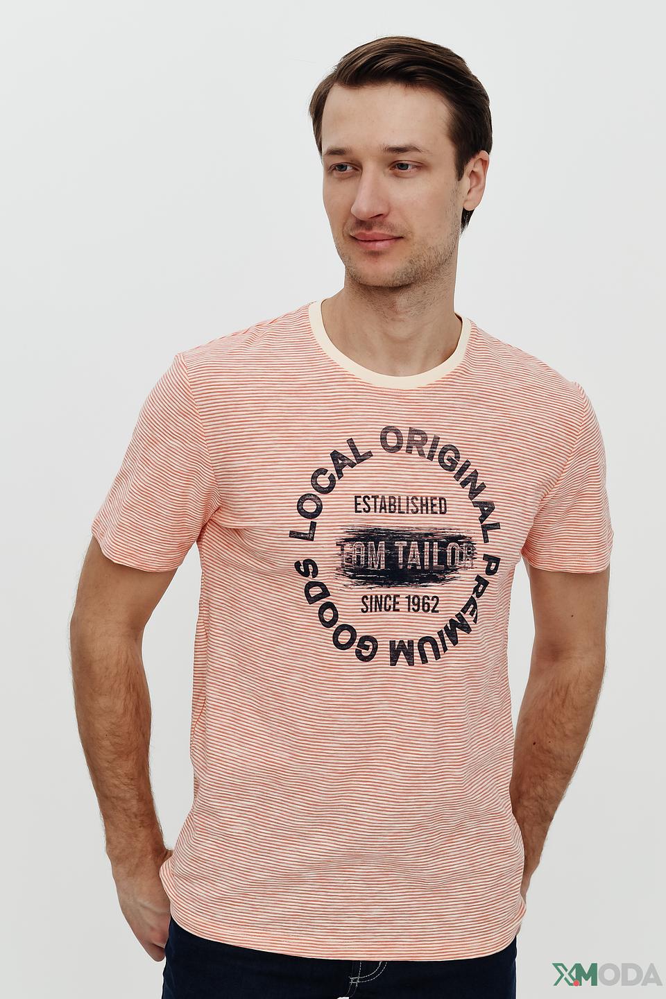 Футболка Tom Tailor в полоску персиковую