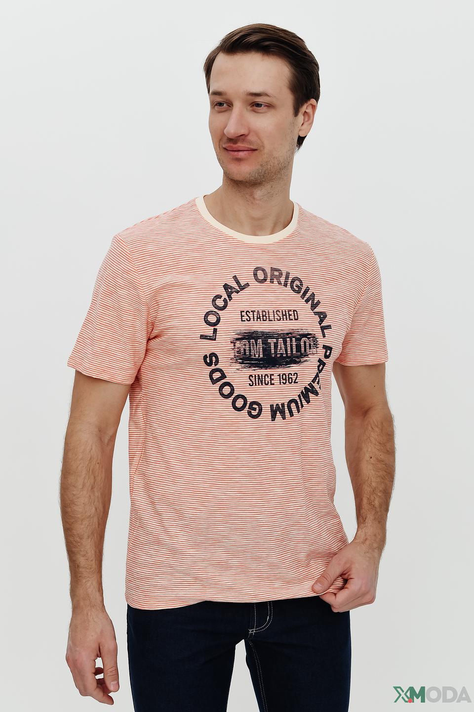 Футболка Tom Tailor в полоску персиковую