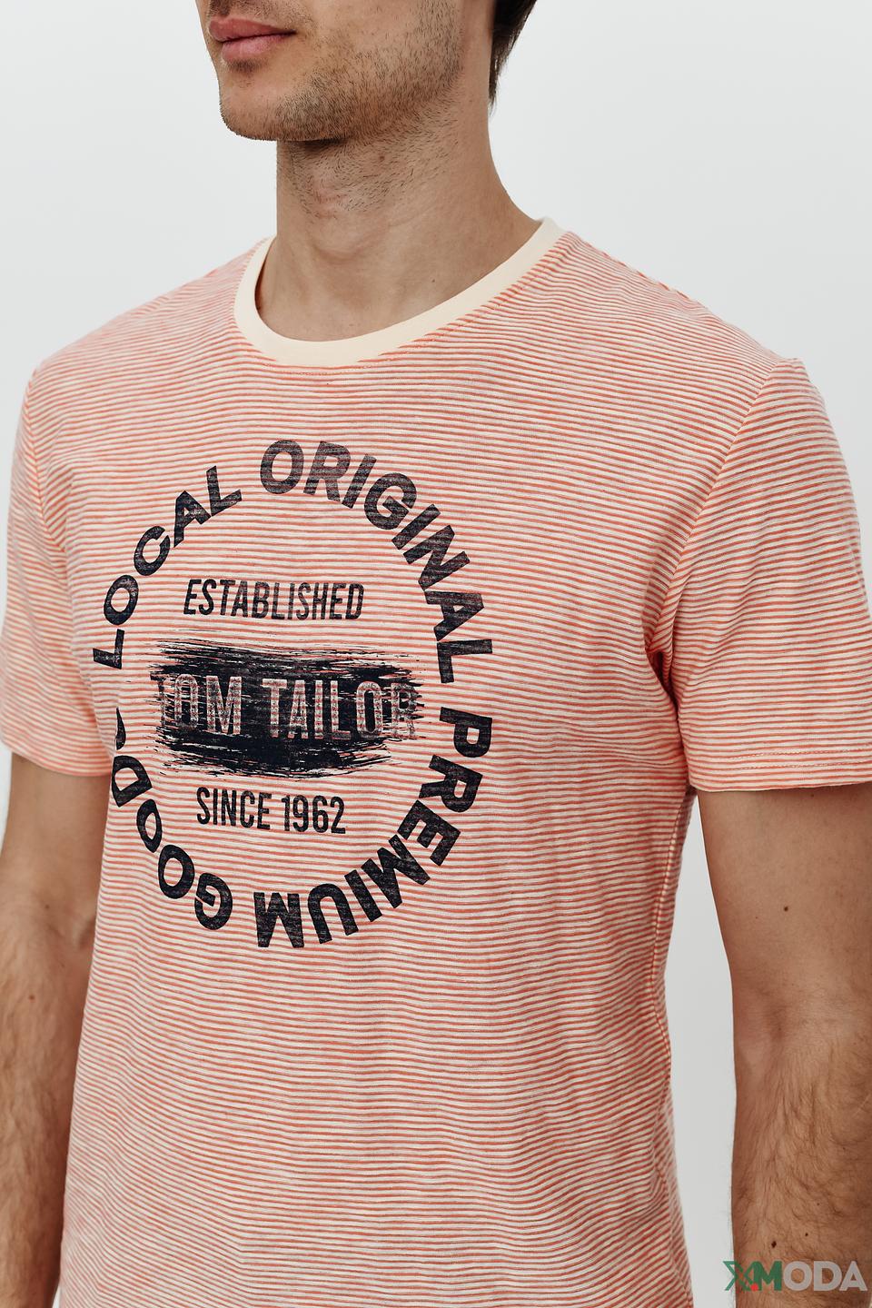 Футболка Tom Tailor в полоску персиковую