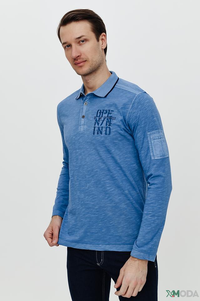 Поло Lerros мужское голубое с принтом