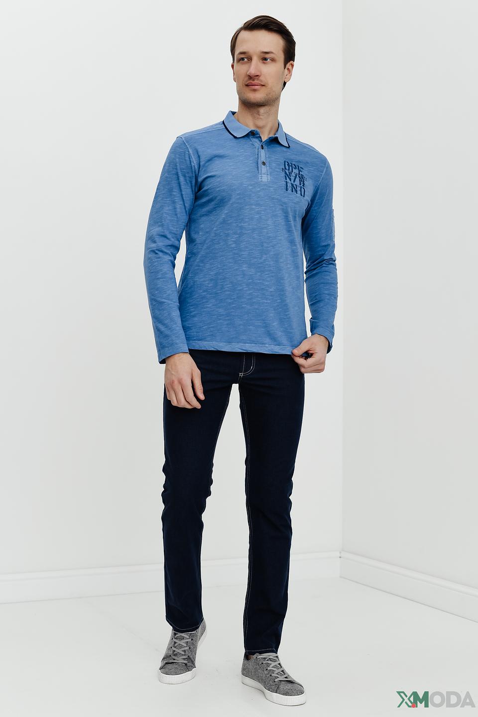 Поло Lerros мужское голубое с принтом