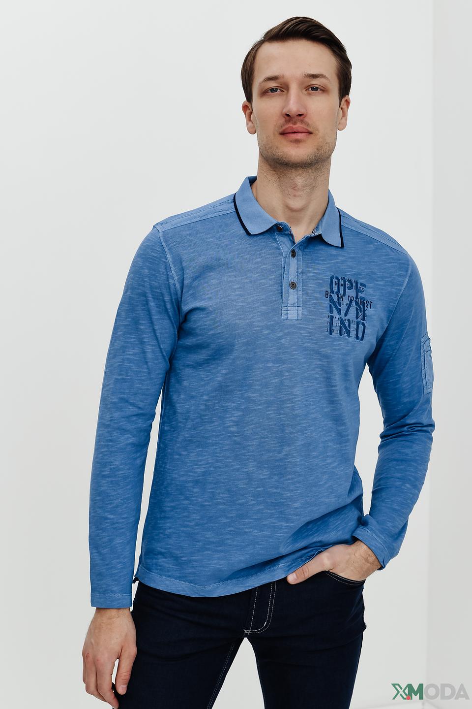 Поло Lerros мужское голубое с принтом