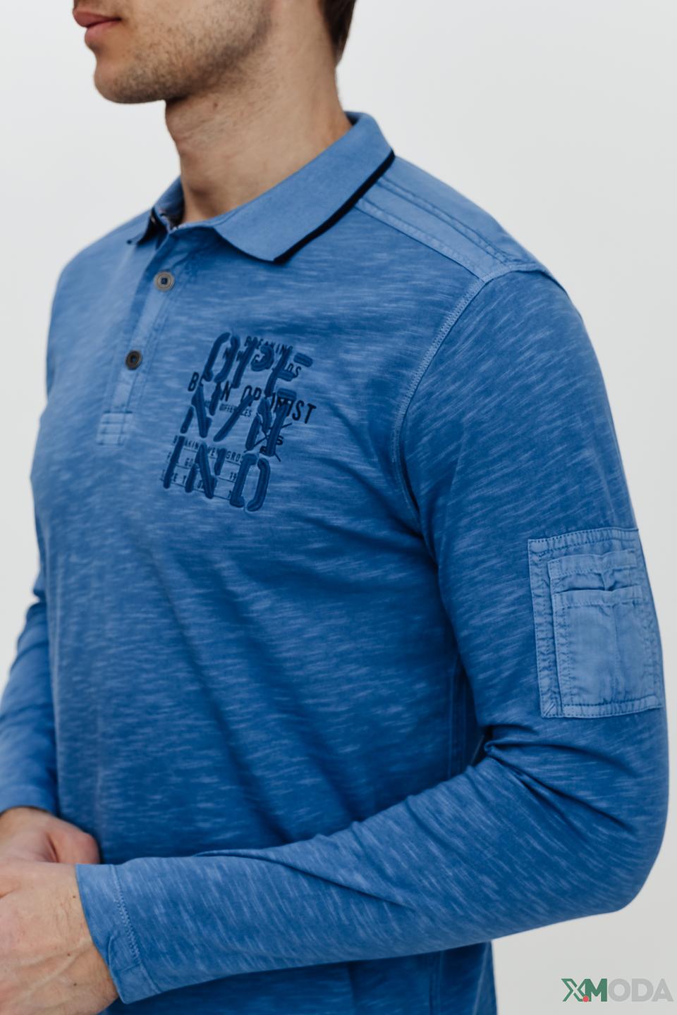 Поло Lerros мужское голубое с принтом