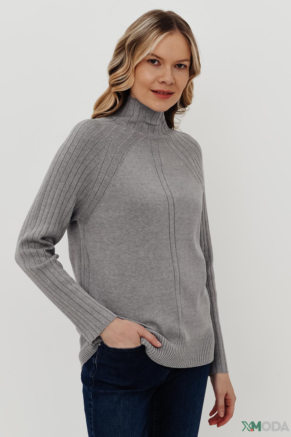 Пуловер Pezzo серый с высоким горлом