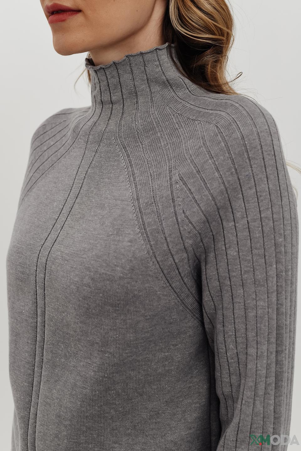 Пуловер Pezzo серый с высоким горлом