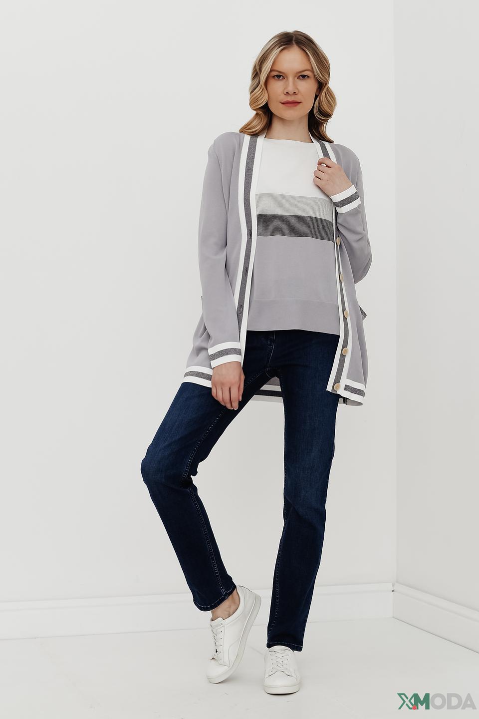 Пуловер Pezzo полоска серый