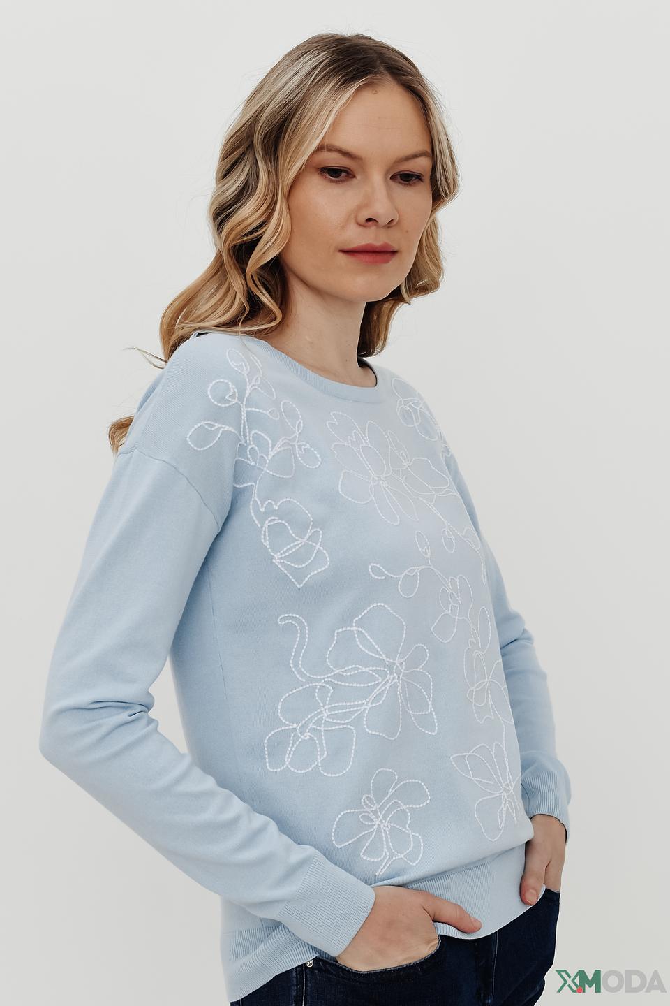 Пуловер Pezzo с цветами голубой