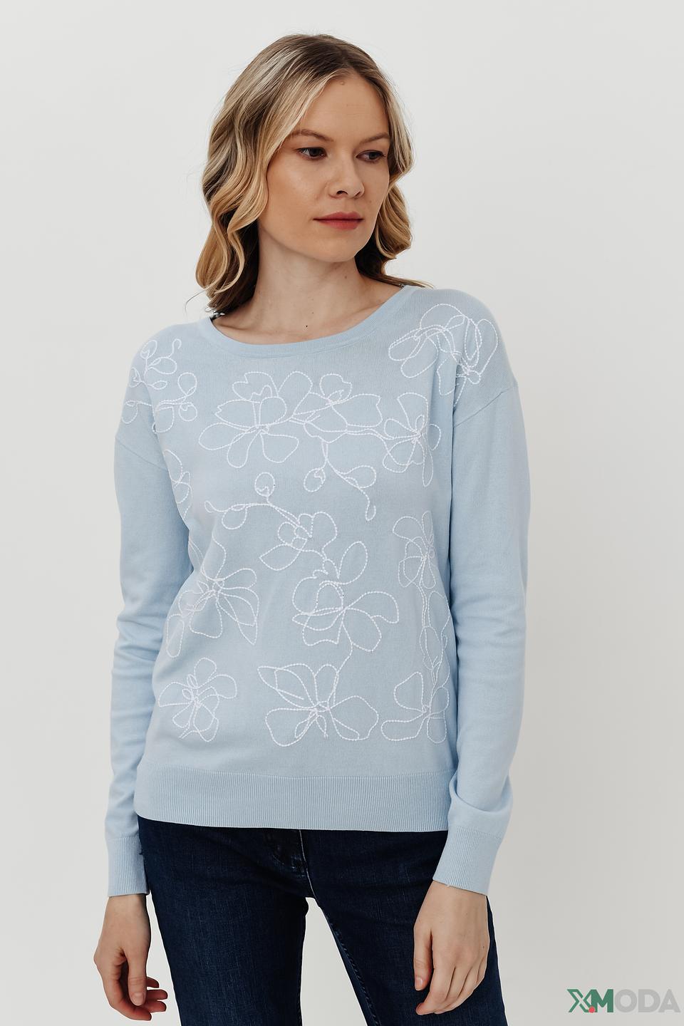 Пуловер Pezzo с цветами голубой