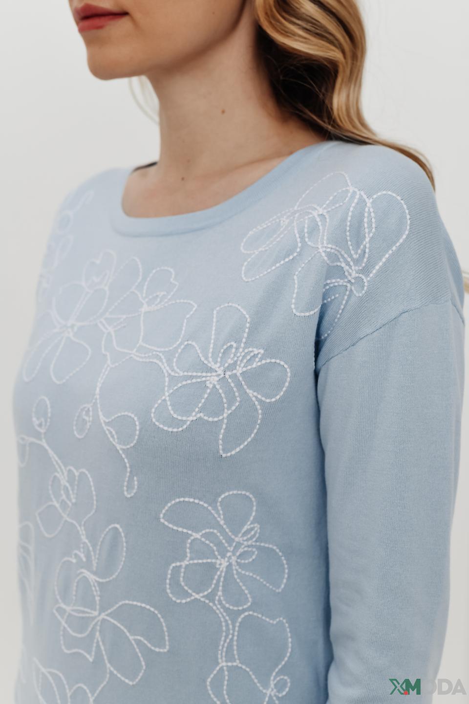 Пуловер Pezzo с цветами голубой