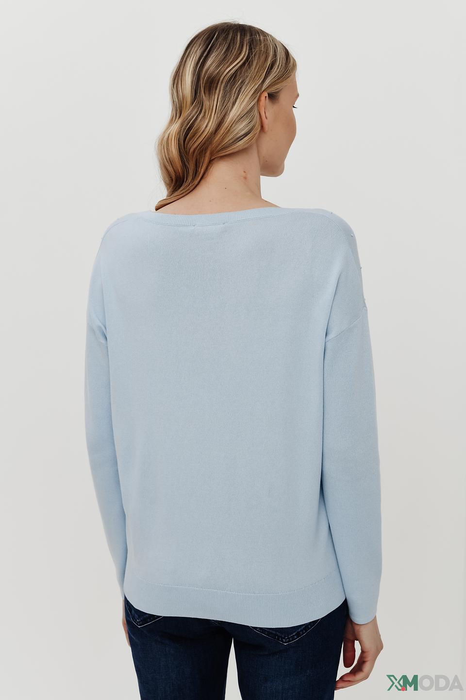 Пуловер Pezzo голубой с бусинами