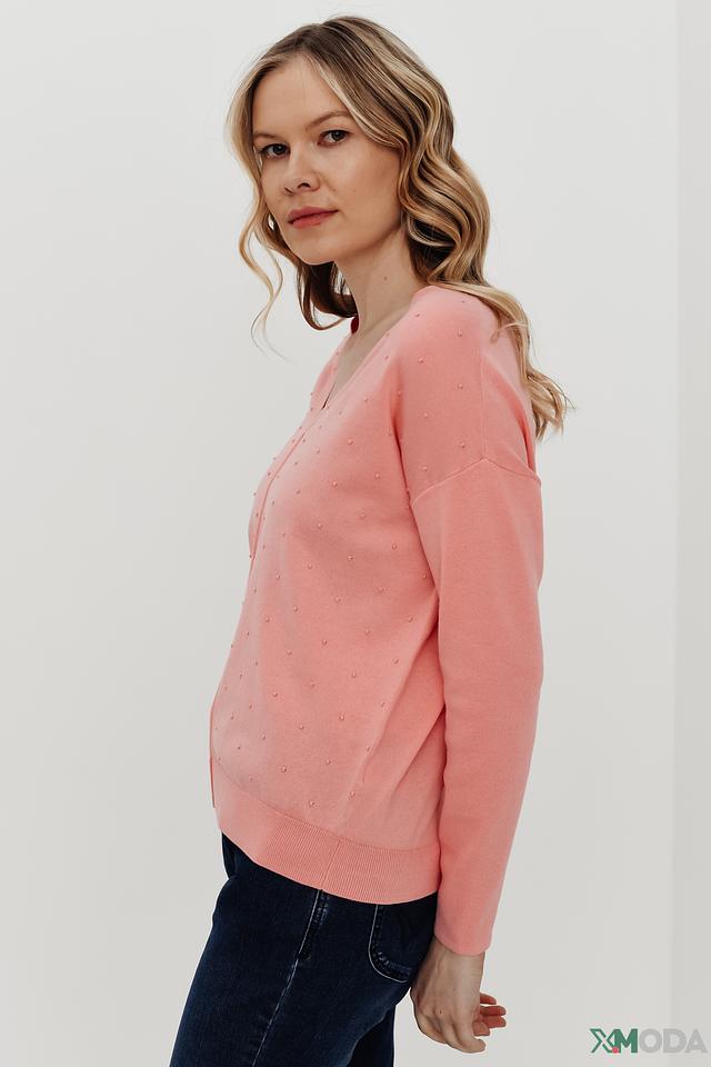 Пуловер Pezzo с бусинами розовый