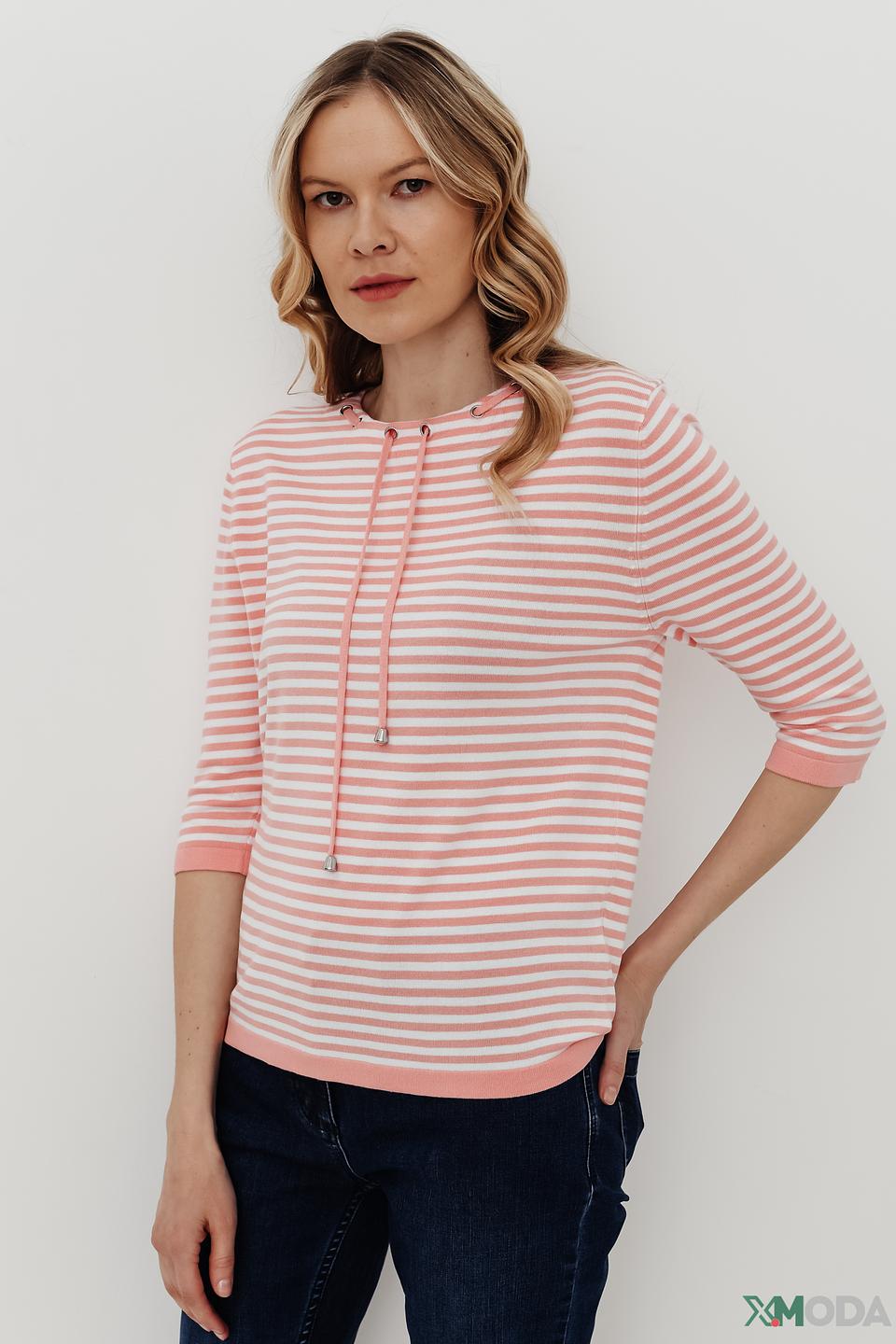 Пуловер Pezzo в полоску с капюшоном