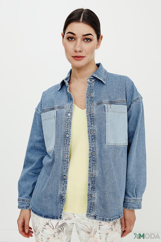 Рубашка UNQ джинсовая с карманами голубая