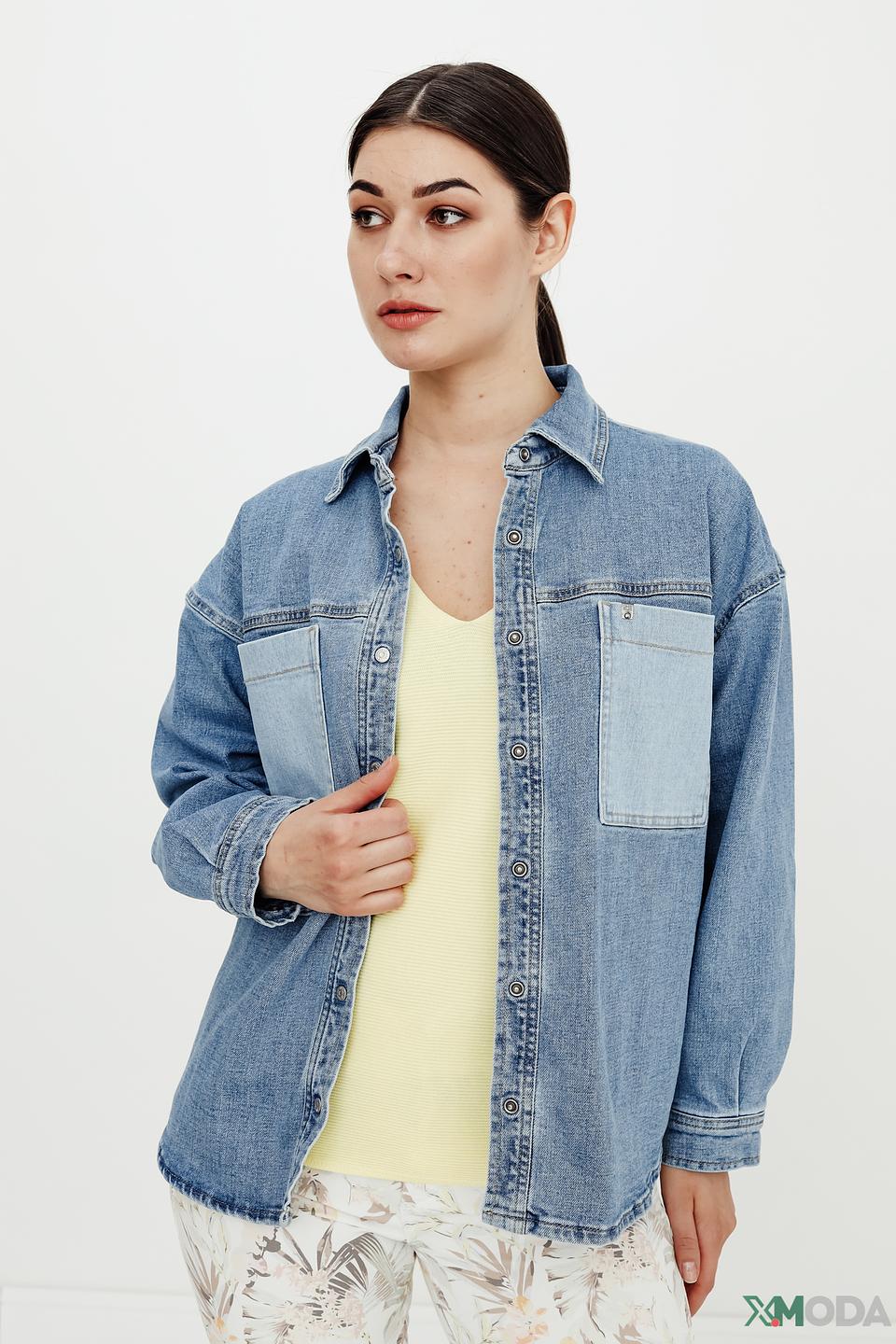 Рубашка UNQ джинсовая с карманами голубая