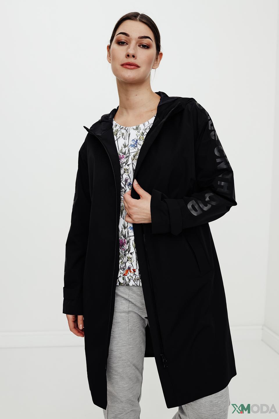 Плащ Bugatti чёрный с надписями