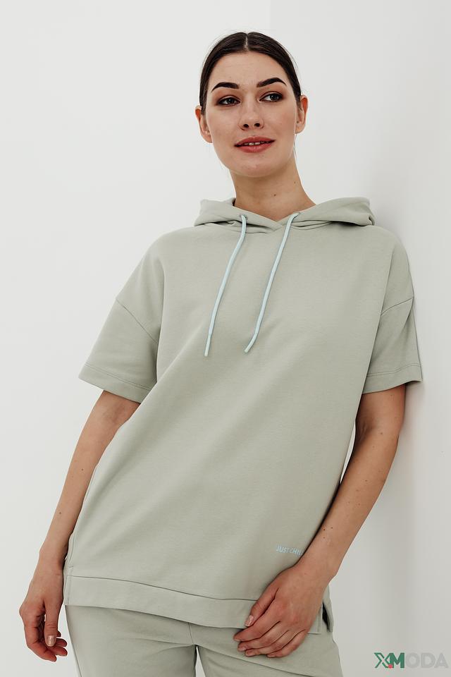 Пуловер Oui с капюшоном светло-серый