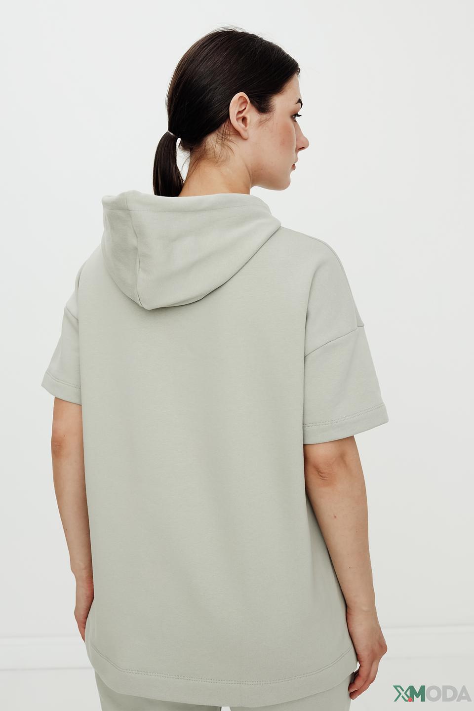 Пуловер Oui с капюшоном светло-серый