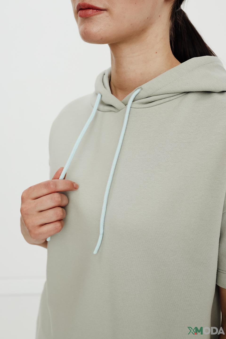 Пуловер Oui с капюшоном светло-серый