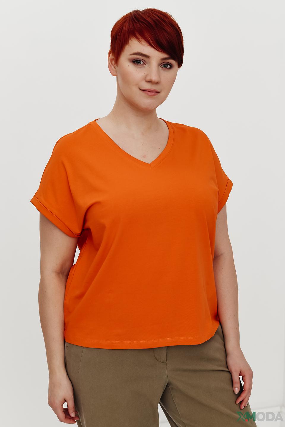 Футболка Samoon оранжевая с рукавом 3/4