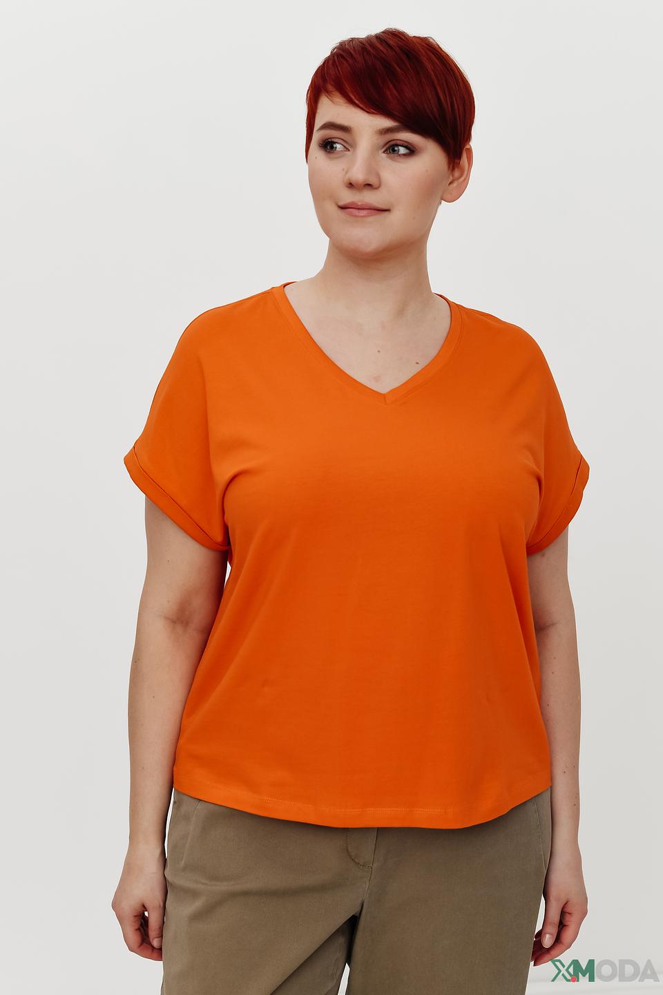 Футболка Samoon оранжевая с рукавом 3/4