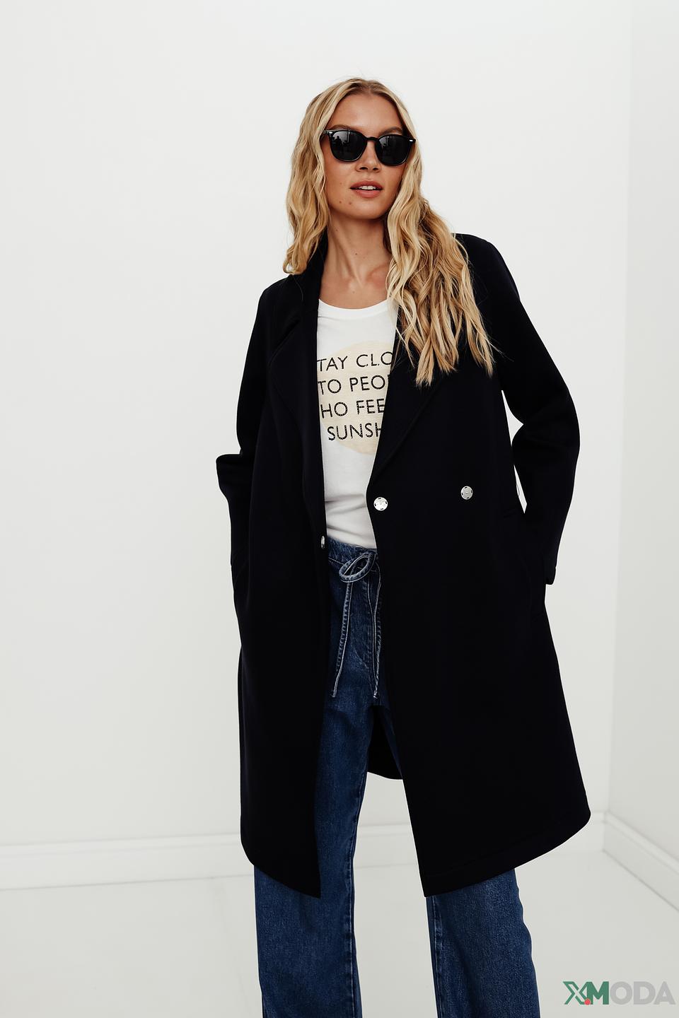 Пальто Schneiders чёрное с поясом