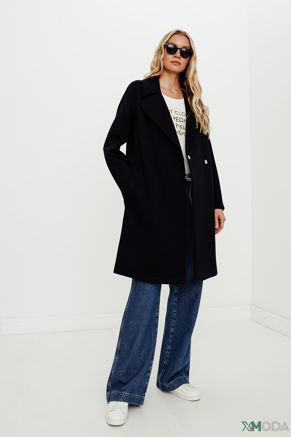 Пальто Schneiders чёрное с поясом