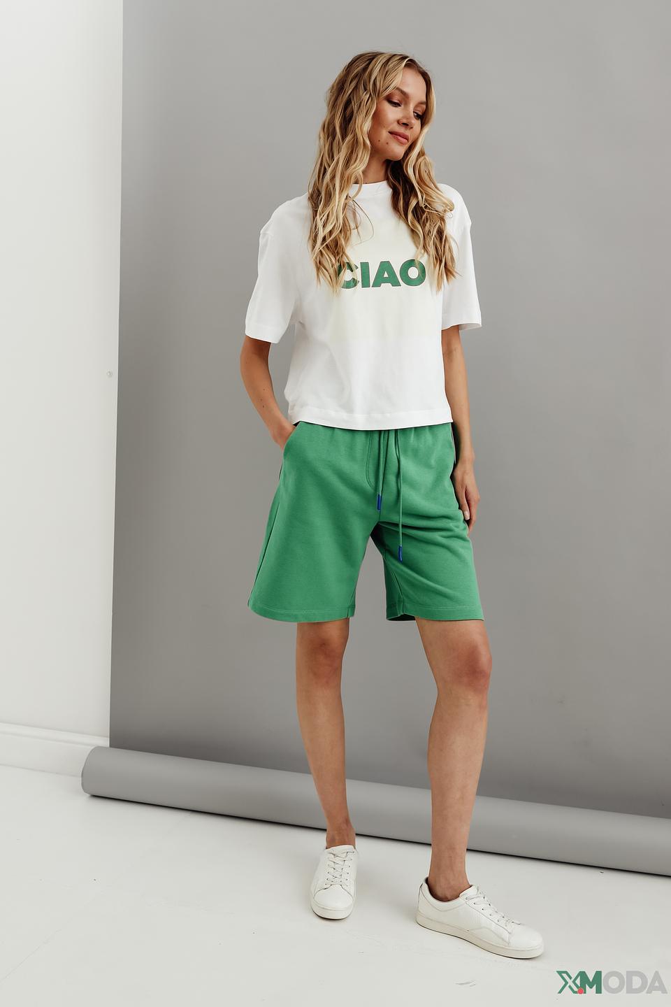 Шорты Oui зелёные с манжетами