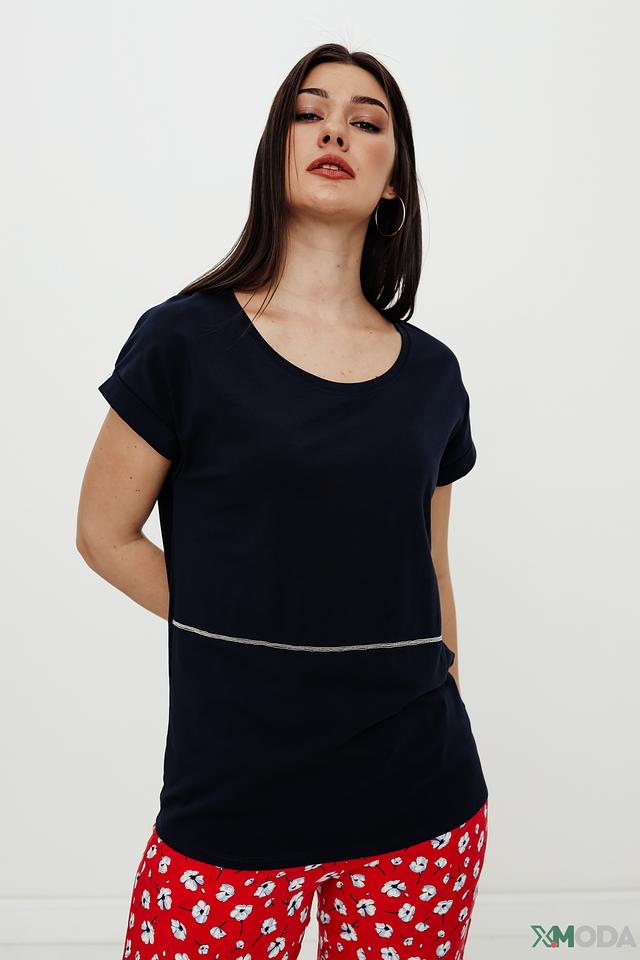 Футболка Pezzo с полоской темно-синяя