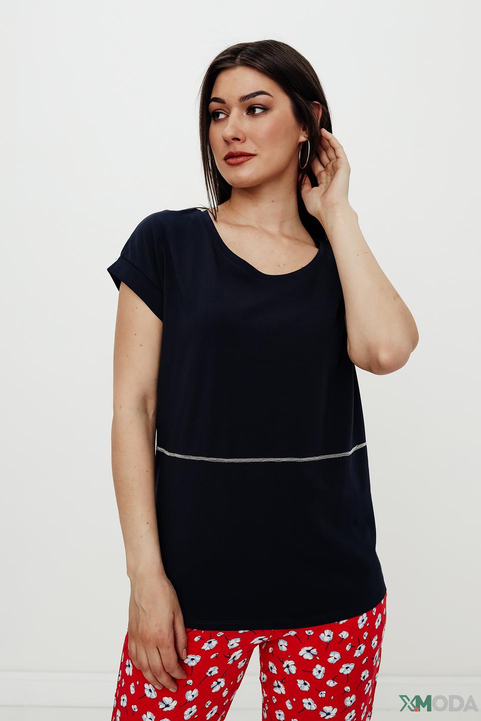 Футболка Pezzo с полоской темно-синяя