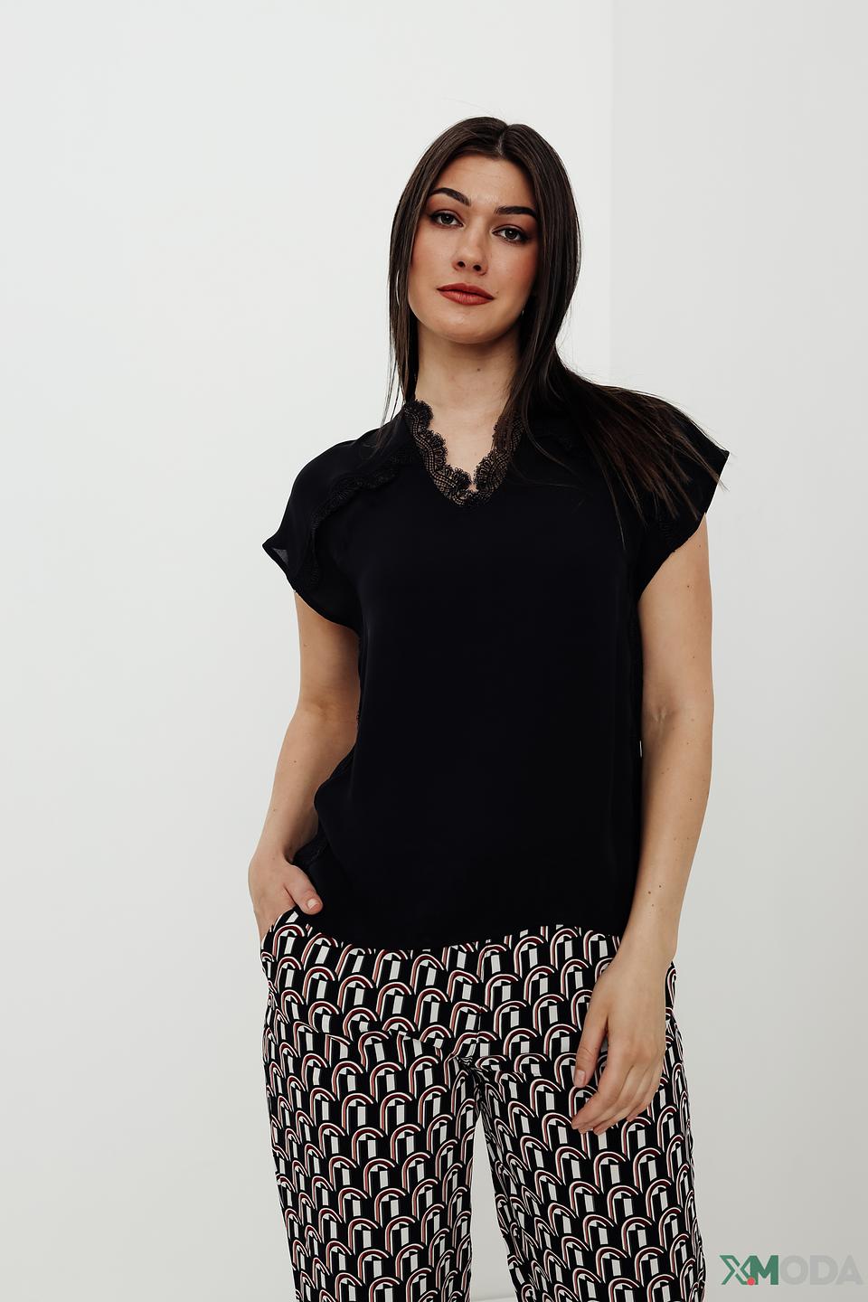 Блуза Pezzo с кружевом черная