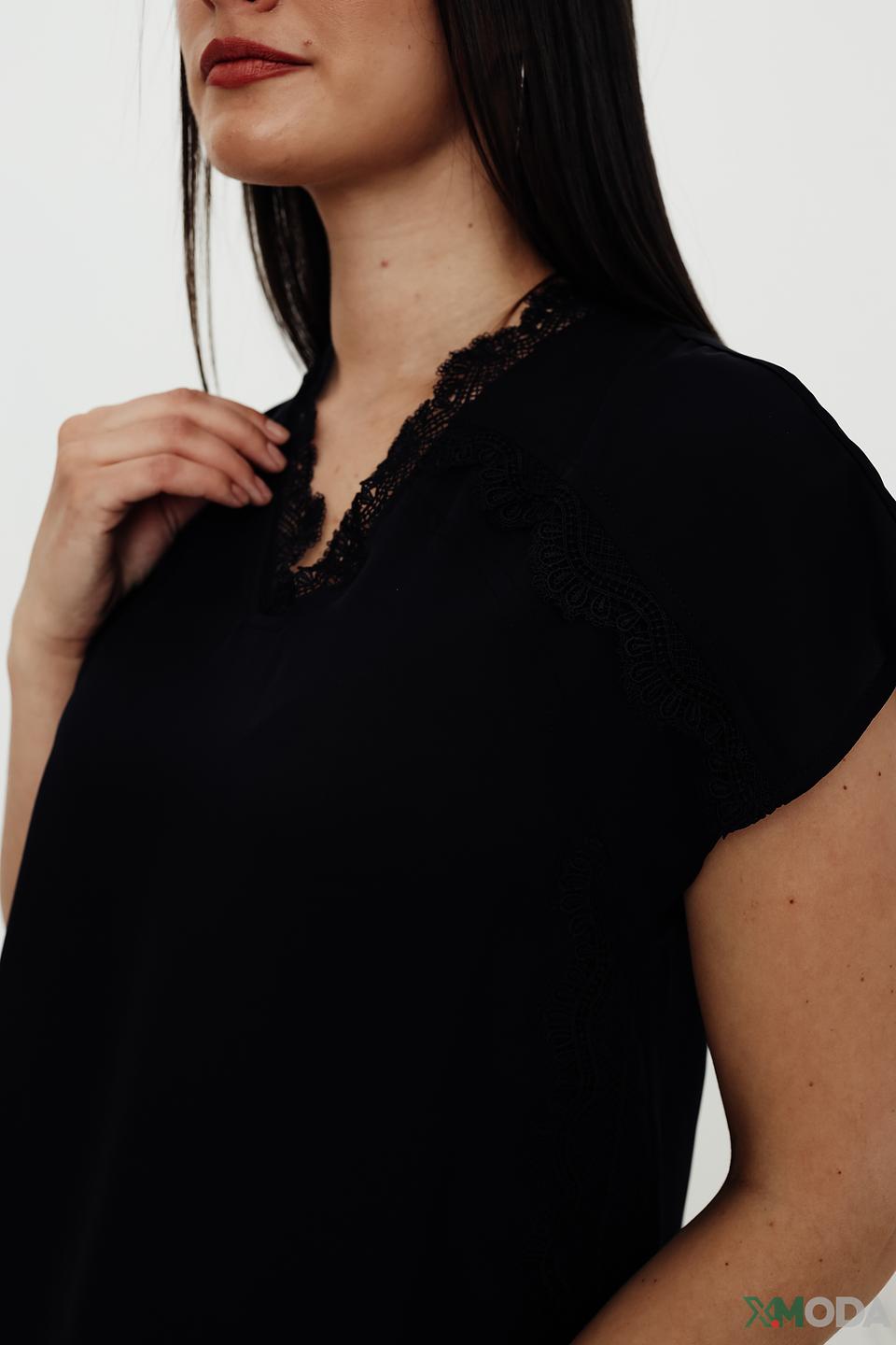 Блуза Pezzo с кружевом черная
