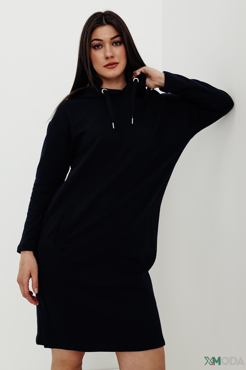 Платье Tom Tailor с капюшоном тёмно-синее