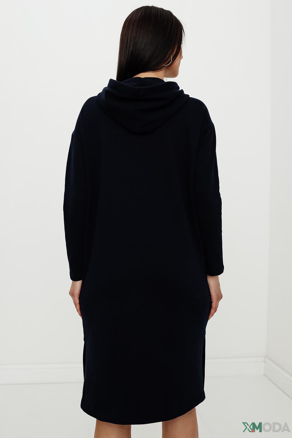 Платье Tom Tailor с капюшоном тёмно-синее