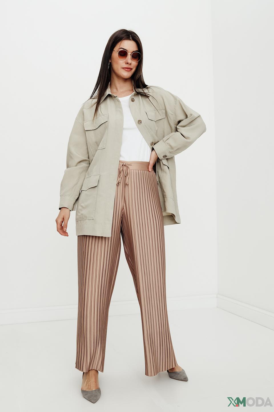 Брюки Mos Mosh в полоску бежевые