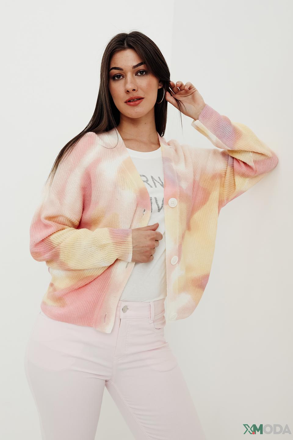 Кардиган Taifun tie-dye розовый